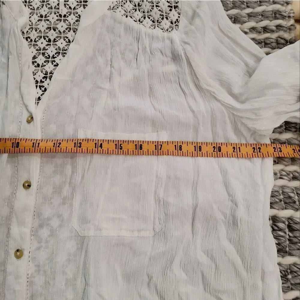 Free People The Best White Crochet  Blouse Size M